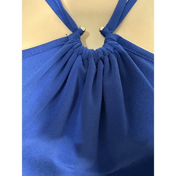 Ann Taylor Cobalt Blue Ring Halter Maxi Women Summer Dress size 6 new with tag - Picture 3 of 9